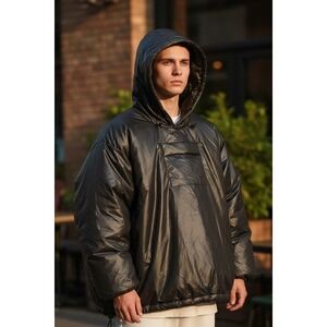 Yeezy Gap Engineered by Balenciaga Black Oversized Padded Puffer Poncho XXL‎